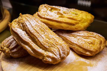 Freshly baked eclairs