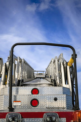 Looking up a Fire truck ladder extension ladder