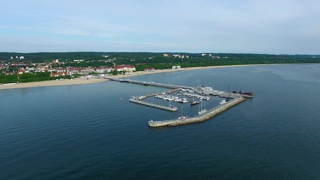 Marina bay in Sopot, aerial view