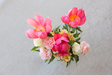 Pink Peonies and Colorful Carnations Bouquet