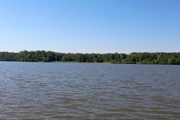 The large lake and the landscape of the park.