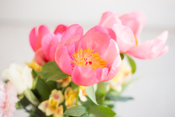 Pink Peonies and Colorful Carnations Bouquet