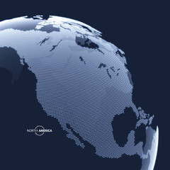 Obraz premium North America. Earth globe. Global business marketing concept. Dotted style. Design for education, science, web presentations.