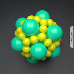 3D molecule. Molecular structure. Vector illustration for science.