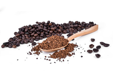 ground coffee  isolated on white background