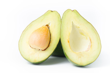 Half of avocado fruit on white background,Healthy food