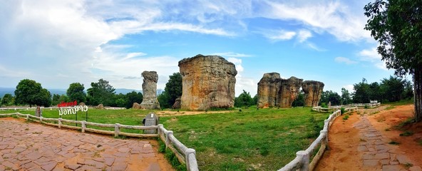 August 09,2016 - Chaiyaphum, Thailand : Mor Hin Khao or Stonehenge of Thailand in Phulaenkha National Park,  Chaiyaphum province, Thailand