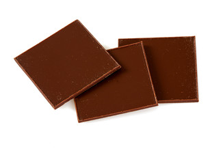 thin pieces of chocolate isolated on white