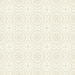 Fototapeta premium Bezszwowe tło światło z beżowym wzorem w stylu barokowym.