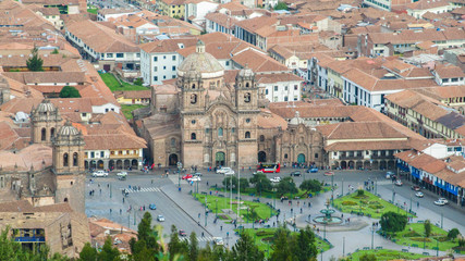 Plaza de Armas in Cusco, Peru. A view from above
