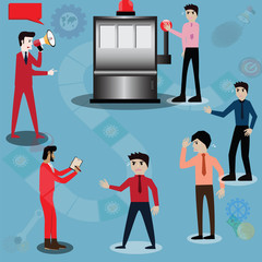 Business success concept,Businessmen play slot machine competition,play for success - Vector