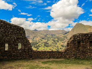 Details of the archaeological site of Pisaq, in the Sacred Valley of the Incas, Peru