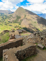 Fototapeta na wymiar Details of the archaeological site of Pisaq, in the Sacred Valley of the Incas, Peru