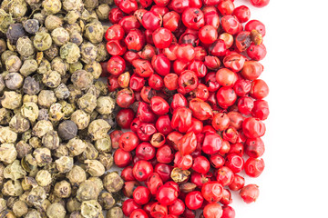 Green and Red Pepper in White Background