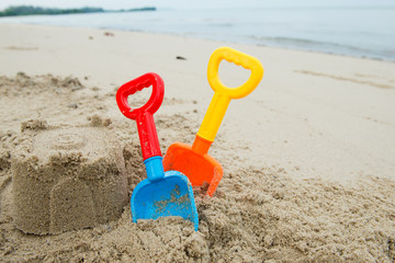 Fototapeta na wymiar Sand castle for summertime theme