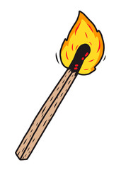 matchstick with fire / cartoon vector and illustration, hand drawn style, isolated on white background.
