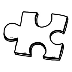 piece of puzzle / cartoon vector and illustration, black and white, hand drawn, sketch style, isolated on white background.