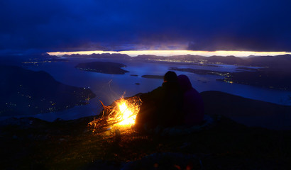 Naklejka na ściany i meble Romantic night in Norway