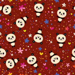 baby panda bears seamless pattern