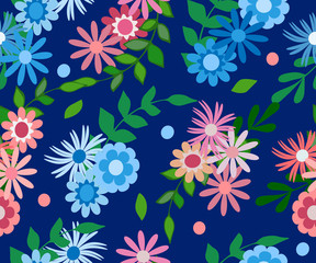 Fototapeta na wymiar Flower seamless pattern, vector