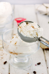 Delicious summer dessert - ginger ice cream on white