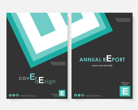 Green square annual report cover design template vector. Brochure concept presentation website portfolio. Black layout leaflet template. Magazine business advertising set Poster A4 size