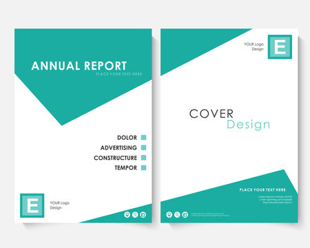 Green square annual report cover design template vector. Brochure concept presentation website portfolio. White layout leaflet template. Magazine business advertising set. Poster A4 size