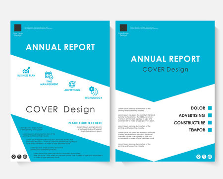 Blue cover design template vector. Brochure concept presentation website portfolio. White annual report layout leaflet template. Magazine business advertising set. Marketing poster A4 size