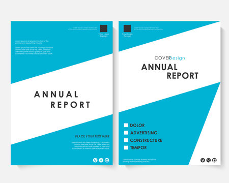 Annual report cover design template vector. Brochure concept presentation website portfolio. Blue layout leaflet template. Magazine business advertising set. Poster A4 size