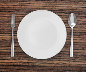 Top View Empty Dish On Table Background