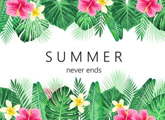 Summer exotic and tropic background design. - obrazy, fototapety, plakaty