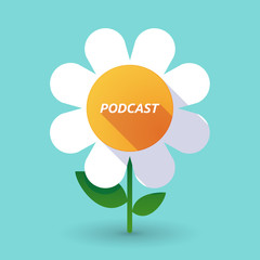 Long shadow flower with    the text PODCAST