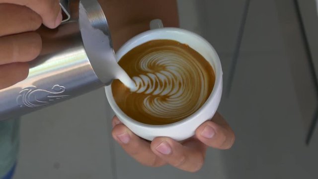 coffee latte art make by barista