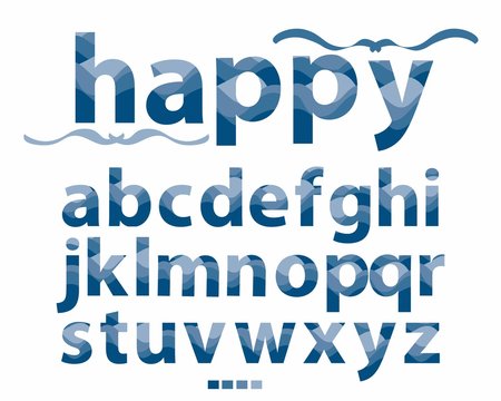Vector of stylized Lowercase blue font and alphabet
