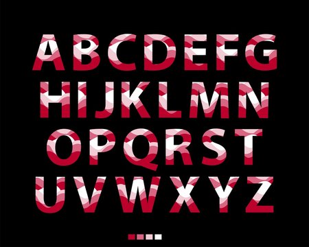 Vector of stylized red font and alphabet