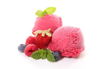 berry ice cream isolated on white