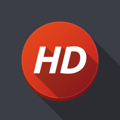 Long shadow round buttonwith    the text HD