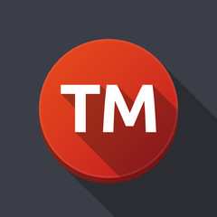 Long shadow round buttonwith    the text TM