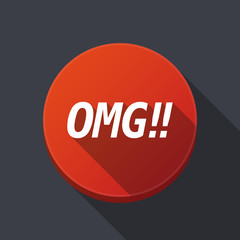 Long shadow round buttonwith    the text OMG!!