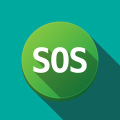 Long shadow round buttonwith    the text SOS