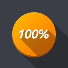 Long shadow round buttonwith    the text 100%