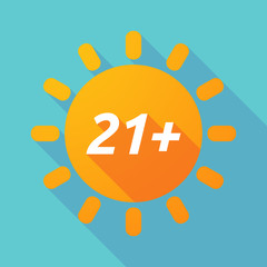 Long shadow Sun with    the text 21+