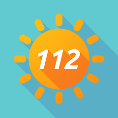 Long shadow Sun with    the text 112