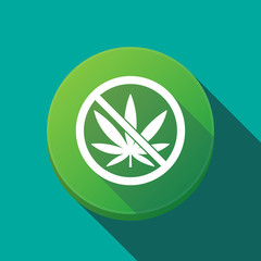 Long shadow button with   a marijuana leaf  in a not allowed signal