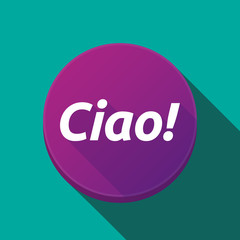 Long shadow button with  the text Hello! in the Italian language