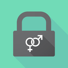 Long shadow lock with  an interlaced female an male sexual signs