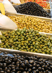 ripe olives of many qualities for sale on sale in the mediterran