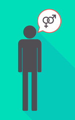 Long shadow male pictogram with  an interlaced female an male sexual signs