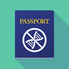 Long shadow passport with  a DNA sign in a not allowed signal