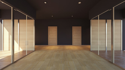 Empty interior of office space. 3D rendering